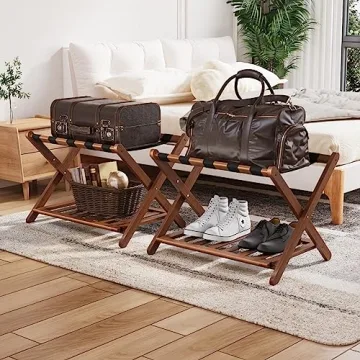 Smuxee Stylish Bamboo Luggage Racks Pack of 2