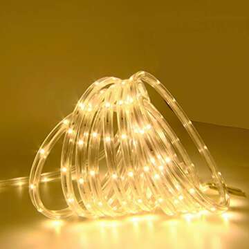 Areful LED Rope Lights, 16.4ft Waterproof Connectable Strip Lighting, 3000K Soft White, Indoor Outdo...