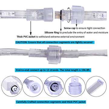 Areful LED Rope Lights, 16.4ft Waterproof Connectable Strip Lighting, 3000K Soft White, Indoor Outdoor Mood Lighting for Home Christmas Holiday Garden Patio Party Decoration