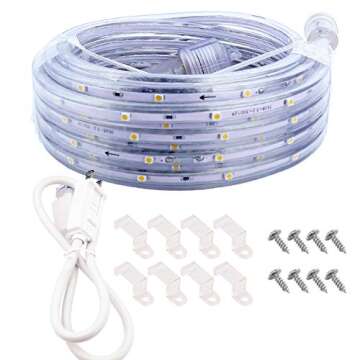 Areful LED Rope Lights, 16.4ft Waterproof Connectable Strip Lighting, 3000K Soft White, Indoor Outdoor Mood Lighting for Home Christmas Holiday Garden Patio Party Decoration