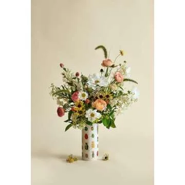 RIFLE PAPER CO. Beetles & Bugs Porcelain Vase for Room and Home Décor, Brighten Up a Living Room, Kitchen Table, or Farmhouse, Large Vase for Tabletop Centerpieces or Bookshelves