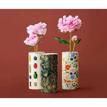 RIFLE PAPER CO. Beetles & Bugs Porcelain Vase for Room and Home Décor, Brighten Up a Living Room, Kitchen Table, or Farmhouse, Large Vase for Tabletop Centerpieces or Bookshelves