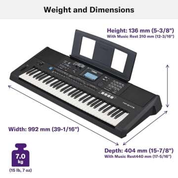 Yamaha, 61-Key Touch-Sensitive Advanced Portable Keyboard with Power Adapter, (PSRE473)