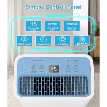 FRESHDEW Dehumidifier, 30 Pints Dehumidifiers for Home, 1500 Sq. Ft Dehumidifiers with Drain Hose, 0.52 Gallon Water Tank for Basement Bathroom Bedroom, 24H Timer