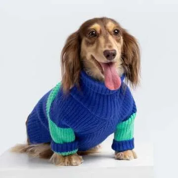 Fitwarm Color Block Dog Sweater for Small Dogs - XL