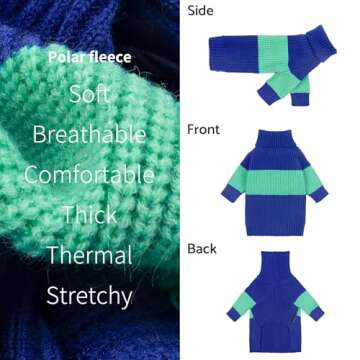 Fitwarm Color Block Dog Sweater for Small Dogs - XL