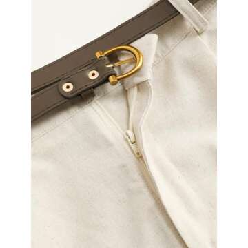 CIDER High Waist Belted Wide Leg Shorts: Beige, M