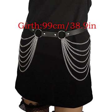Joygulls Punk Sexy Gothic Jewelry Accessories Waist Chain Goth Belt Leather Layered Belly Body Chains