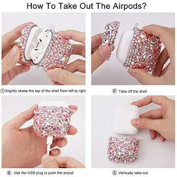 Luxurious Rhinestone Case for AirPods 1& 2, Protective Bling Diamonds AirPod Charging Protective Case Cover for Apple I10/I12 TWS