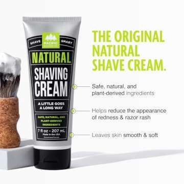 Pacific Shaving Company Natural Shaving Cream - Shea Butter + Vitamin E Shave Cream for Hydrated Sen...
