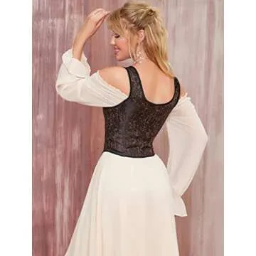 Alivila.Y Fashion Womens Sexy Vintage 1920s Renaissance Lace Trim Corset Bustier 970-Dark Brown-S