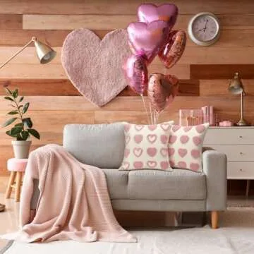 Mixweer 2 Pcs Valentines Day Throw Pillow Covers 18 x 18 Inch Love Heart Decorative Pillow Covers So...