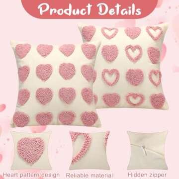 Mixweer 2 Pcs Valentines Day Throw Pillow Covers 18 x 18 Inch Love Heart Decorative Pillow Covers Soft Plush Faux Fur Valentines Cushion Pillowcase for Valentine‘s Day Couch Sofa Home Decor Gift(Pink)