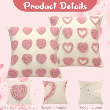 Mixweer 2 Pcs Valentines Day Throw Pillow Covers 18 x 18 Inch Love Heart Decorative Pillow Covers Soft Plush Faux Fur Valentines Cushion Pillowcase for Valentine‘s Day Couch Sofa Home Decor Gift(Pink)