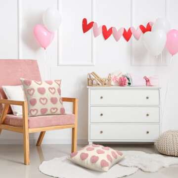 Mixweer 2 Pcs Valentines Day Throw Pillow Covers 18 x 18 Inch Love Heart Decorative Pillow Covers Soft Plush Faux Fur Valentines Cushion Pillowcase for Valentine‘s Day Couch Sofa Home Decor Gift(Pink)