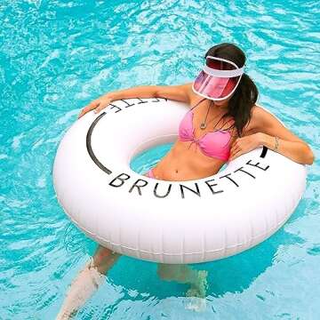 LÔTELI Brunette Black and White Pool Float | Minimal Aesthetic Inflatable Swim Ring | Classic Prop ...
