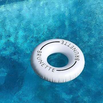 LÔTELI Brunette Black and White Pool Float | Minimal Aesthetic Inflatable Swim Ring | Classic Prop for Party, Photo Shoot, Summer Fun & Relaxation | Durable & Easy to Inflate