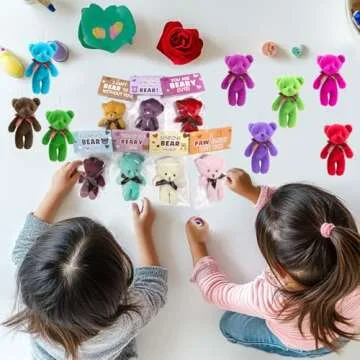 Cherislpy 24 Pcs Valentines Gift Cards with Plush Bears Plush Toys Party Favors,Stuffed Animal Plush Toys Plush Toy for Adult Valentines Gifts Classroom School Exchange Prize