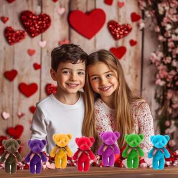 Cherislpy 24 Pcs Valentines Gift Cards with Plush Bears Plush Toys Party Favors,Stuffed Animal Plush Toys Plush Toy for Adult Valentines Gifts Classroom School Exchange Prize