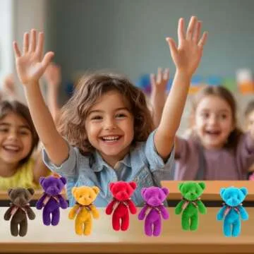 Cherislpy 24 Pcs Valentines Gift Cards with Plush Bears Plush Toys Party Favors,Stuffed Animal Plush Toys Plush Toy for Adult Valentines Gifts Classroom School Exchange Prize