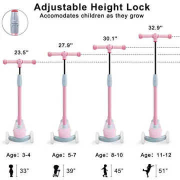 Adjustable 67i Kids Scooter for 2-12 Year Olds