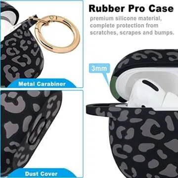 Leopard Silicone Compatible with AirPods Pro Case 2019, Gawnock Soft Case Cover Flexible for Print Cover for Women Girls with Keychain - Grey Leopard Cheetah