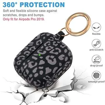 Leopard Silicone Compatible with AirPods Pro Case 2019, Gawnock Soft Case Cover Flexible for Print Cover for Women Girls with Keychain - Grey Leopard Cheetah