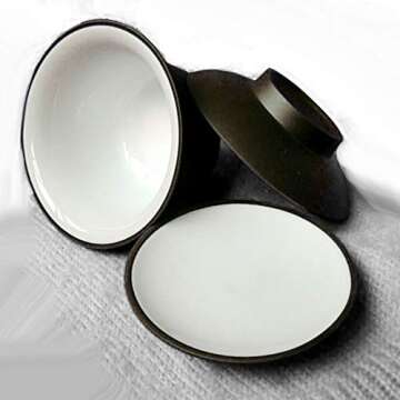 YXHUPOT Gaiwan Teacup Kungfu Tea bowl Zisha Red Clay black 4oz/130ml Cup Sancai Saucers (Black white)
