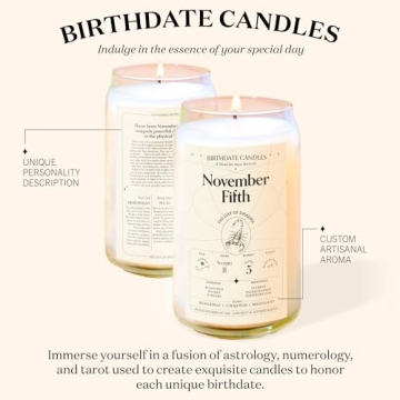 Birthdate Candles, November 5 - Scorpio Zodiac Scented Candles Birthday Gift - Bergamot, Cinnamon & ...