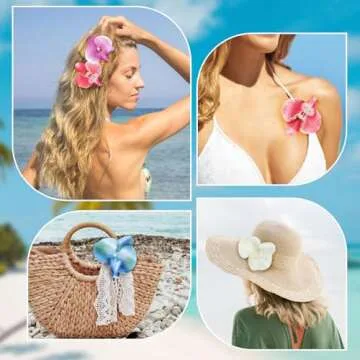 WHAVEL Orchid Flower Hair Clips - Vibrant Summer Accessories