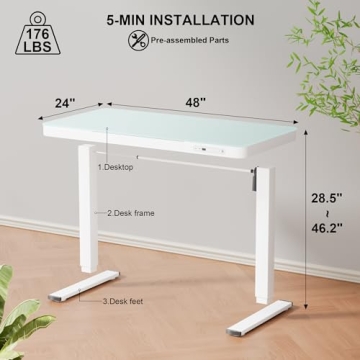 Furmax Electric Glass Standing Desk - Height Adjustable Style