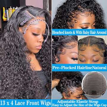 Alsother Deep Wave Lace Front Wigs Human Hair 180% Density 24 Inch 13x4 HD Lace Frontal Human Hair W...