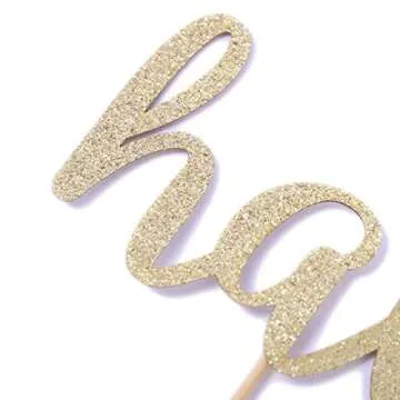 Gold Glitter Birthday Cake Topper - WAOUH Half Sign Decoration