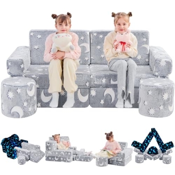 IFNOW 14pcs Modular Kids Play Couch, Kids Sofa Toddler Couch, Child Sectional Sofa, Bedroom and Play...