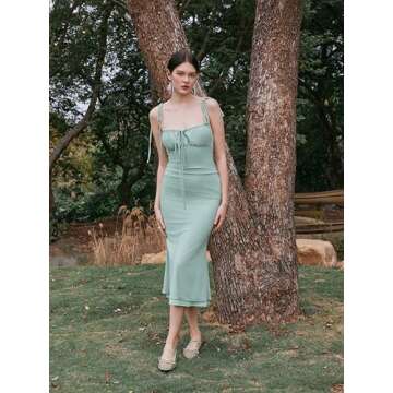 CIDER Women's Summer Floral Maxi Dress - Trendy Spaghetti Strap Floral Style