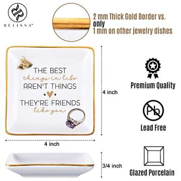 RELISSA Gifts for Best Friend. Friendship Gifts for Women Friends - Friend Jewelry Dish Trinket Dish - Birthday Gifts for Friends Female, BFF Besties Gift, Valentine's Gift for Best Friend Christmas