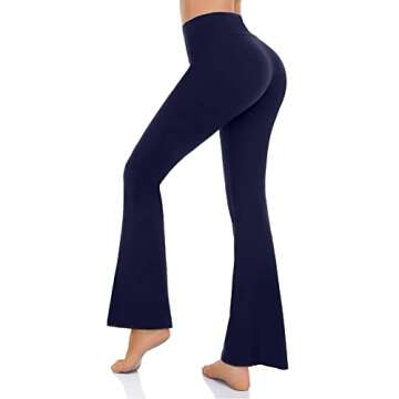 BECLOH 2023 Yoga Pants for Women High Waist Workout Stretch Tummy Control Casual V Crossover Bootleg Flare Pants Leggings(Blue,M)