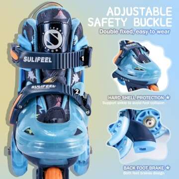 SULIFEEL Adjustable Toddler Roller Skates for Girls Boys Kids,Fun Illuminating Light Up Flash Wheels...
