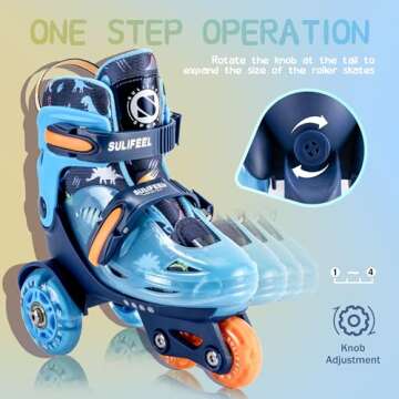 SULIFEEL Adjustable Toddler Roller Skates for Girls Boys Kids,Fun Illuminating Light Up Flash Wheels Three-Point Type Balance Suitable for Beginners Indoor and Outdoor Roller Skating