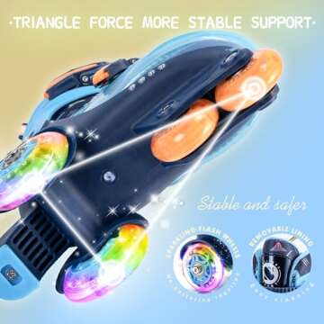 SULIFEEL Adjustable Toddler Roller Skates for Girls Boys Kids,Fun Illuminating Light Up Flash Wheels Three-Point Type Balance Suitable for Beginners Indoor and Outdoor Roller Skating