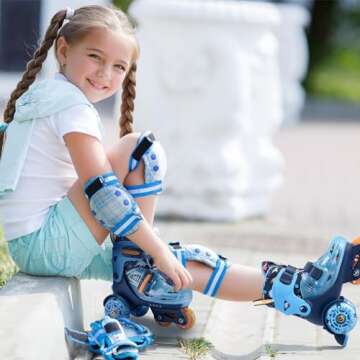 SULIFEEL Adjustable Toddler Roller Skates for Girls Boys Kids,Fun Illuminating Light Up Flash Wheels Three-Point Type Balance Suitable for Beginners Indoor and Outdoor Roller Skating