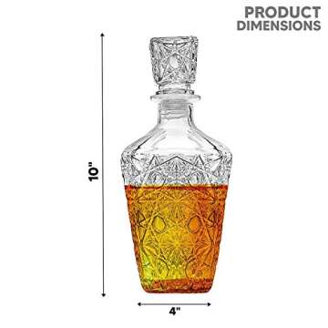 Whiskey Decanter – Elegant Liquor Decanter Set – Glass Liquor Bottle for Whiskey, Tequila and Br...