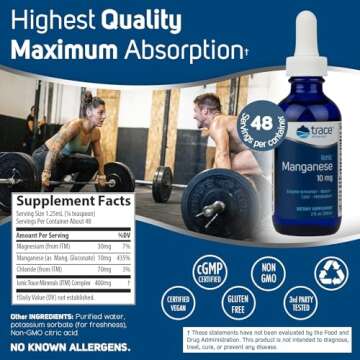 Trace Minerals Ionic Manganese - Liquid Supplement to Support Bone Strength & Growth - Cellular Heal...