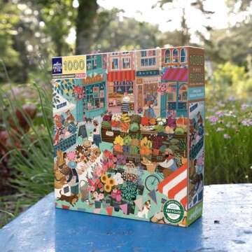 eeBoo English Green Market Puzzle - 1000 Piece Jigsaw