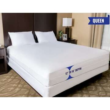 Four Seasons Essentials Queen Mattress Protector - Zippered Bedbug Waterproof Mattress Cover, Premiu...