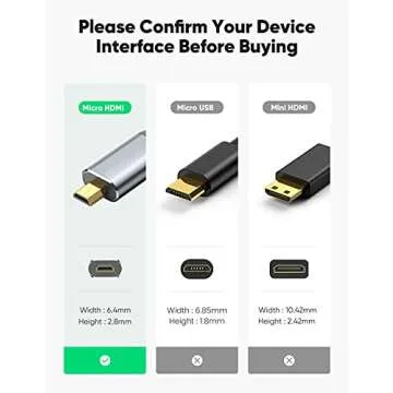 oldboytech 4K Micro HDMI to HDMI Cable Adapter 10FT, Micro HDMI Cable Nylon Braid (Male to Male) 8K@60Hz 4K@30HZ/3D Grey Compatible with Hero 8/7/6/5, Raspberry Pi 4, A6000, A6300, Nikon Camera