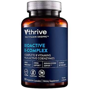 Vthrive Bioactive B-Complex - Vitamin B + Active Coenzymes for Energy Production (120 Vegetable Caps...