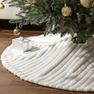 48 Inch Faux Fur Christmas Tree Skirt for Elegant Holiday Decor