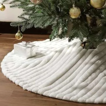 48 Inch Faux Fur Christmas Tree Skirt for Elegant Holiday Decor