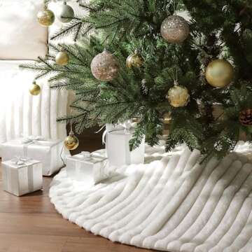 48 Inch Faux Fur Christmas Tree Skirt for Elegant Holiday Decor